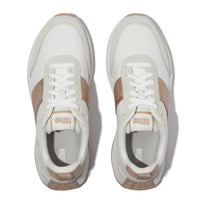 FitFlop F-Mode Flow Sequin Trainers -Urban White/Classic Beige
