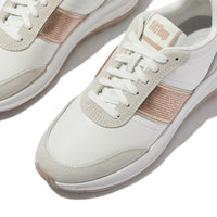 FitFlop F-Mode Flow Sequin Trainers -Urban White/Classic Beige