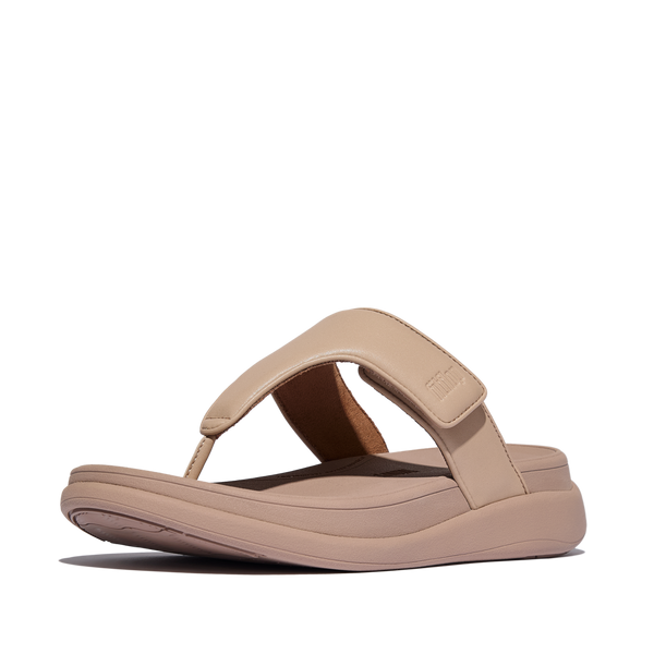 FitFlop F-Mode Go Adjustable Flatform Toe-Post  - Classic Beige Sandals