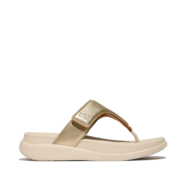 FitFlop F-Mode Go Adjustable Flatform Toe-Post  - Platino Sandals
