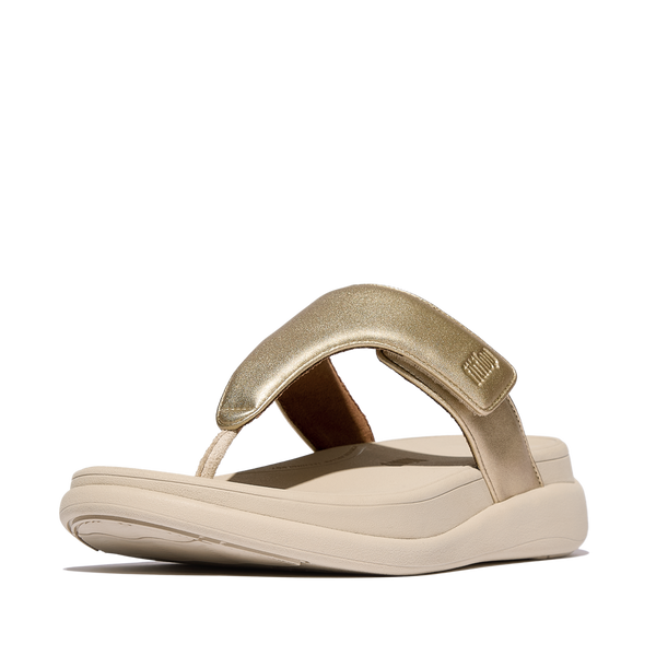 FitFlop F-Mode Go Adjustable Flatform Toe-Post  - Platino Sandals