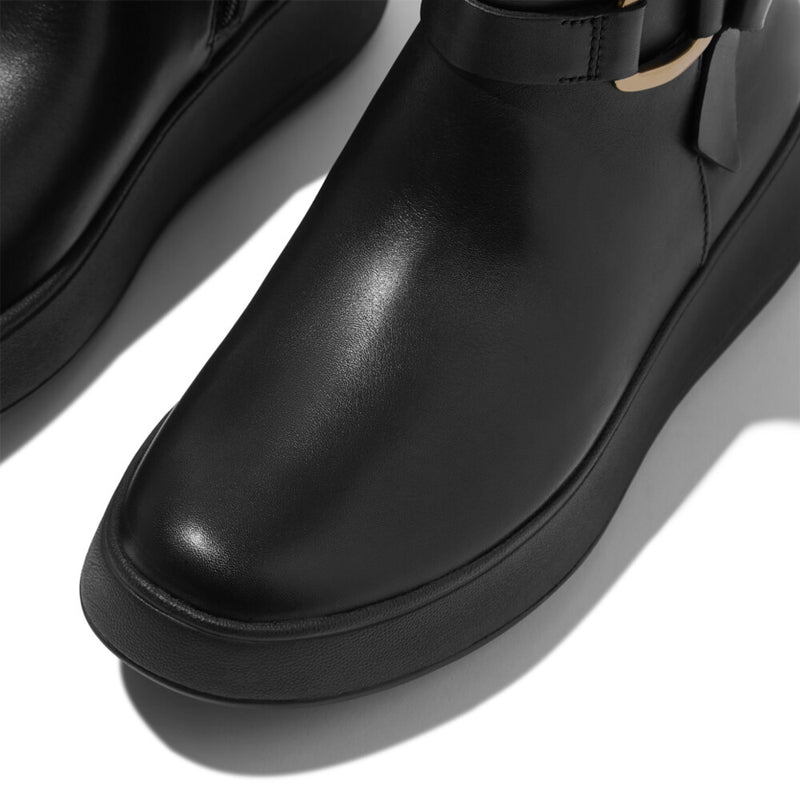 FitFlop F-Mode Square-Ring Platform Ankle Boot - Black