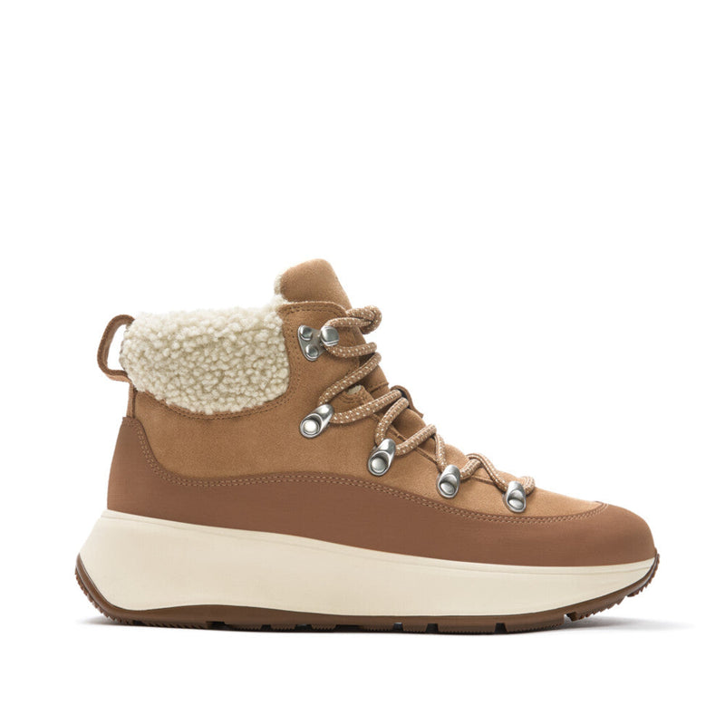 FitFlop F-Mode Teddy Collar Lace-up Boot - Desert Tan