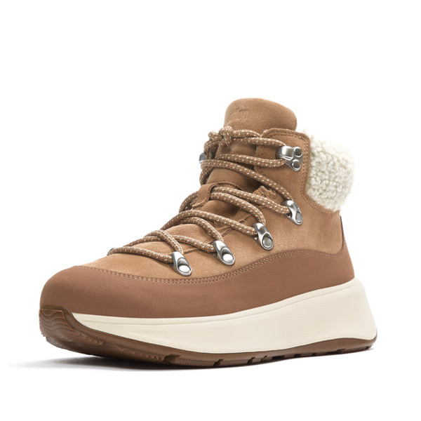 FitFlop F-Mode Teddy Collar Lace-up Boot - Desert Tan