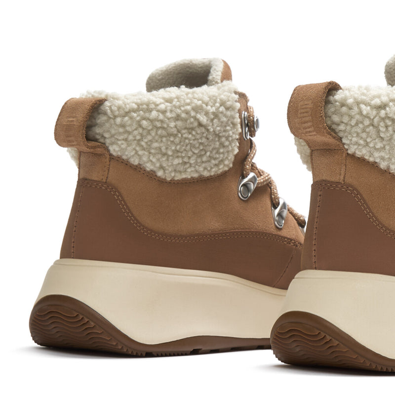 FitFlop F-Mode Teddy Collar Lace-up Boot - Desert Tan