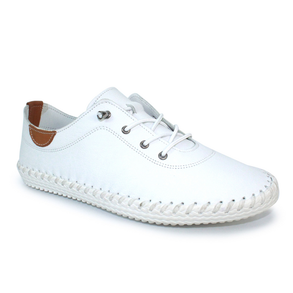 Lunar St Ives - White Leather Casual