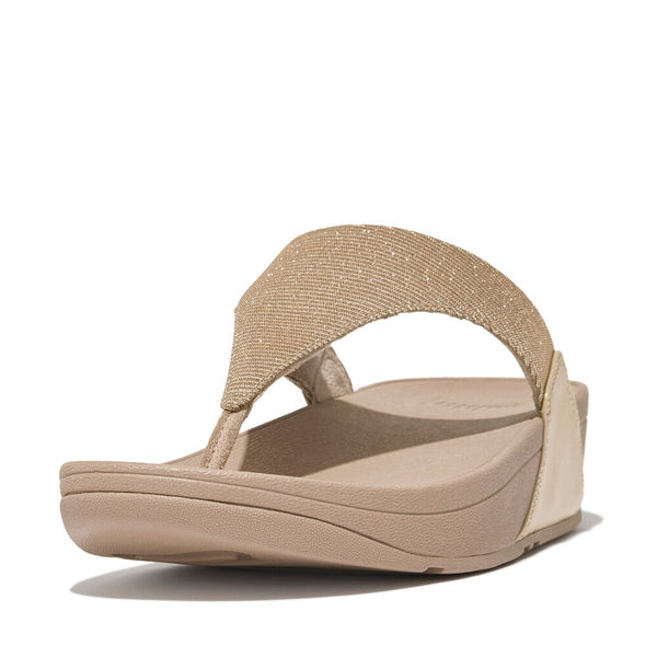 FitFlop Lulu Shimmerlux Toe-Post Sandals - Latte Beige Sandals