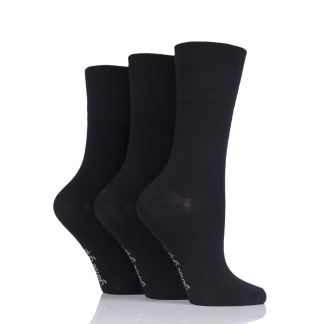 Gentle Grip Bamboo Socks Ladies 3pp - Black