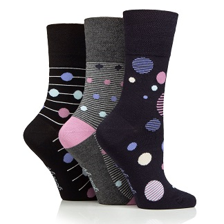 Gentle Grip Bamboo Socks Ladies Orb Horizon 3pp - Black/Grey Melange/Navy