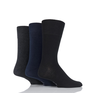 Gentle Grip Socks Plain Mens 3pp - Black/Navy/Grey