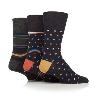 Gentle Grip Bamboo Socks Mens Mustard Metropolis 3pp - Navy/Charcoal