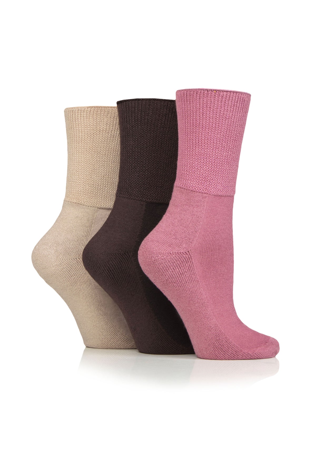 IOMI Cushion Foot Bamboo Diabetic Sock Ladies 3pp - Dusky Pink