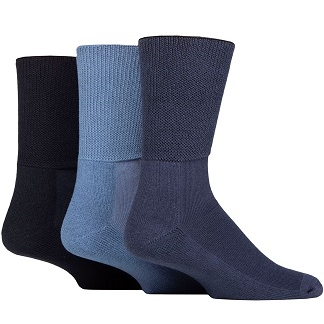 IOMI Cushion Foot Bamboo Diabetic Sock Mens 3pp - Denim