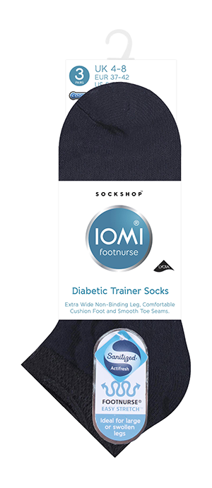 IOMI Cushion Foot Diabetic Trainer Socks Mens 3pp - Black
