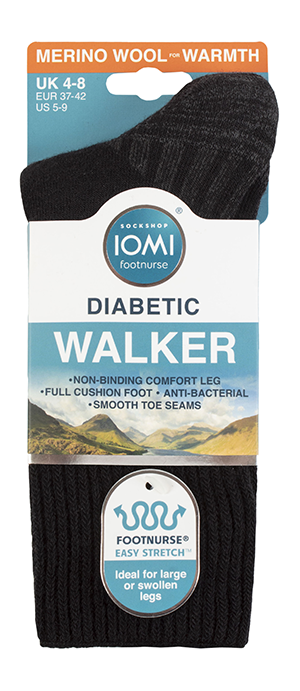 IOMI Diabetic Walker Wool Boot Sock Mens 1pp - Black