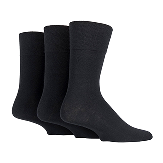 IOMI Gentle Grip Bamboo Diabetic Socks Mens 3pp - Black