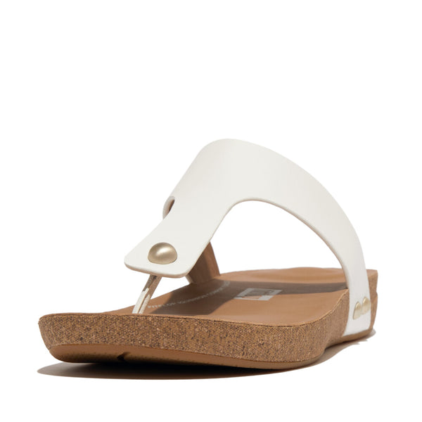 FitFlop Iqushion Leather Toe-Post Sandals - Urban White Sandals
