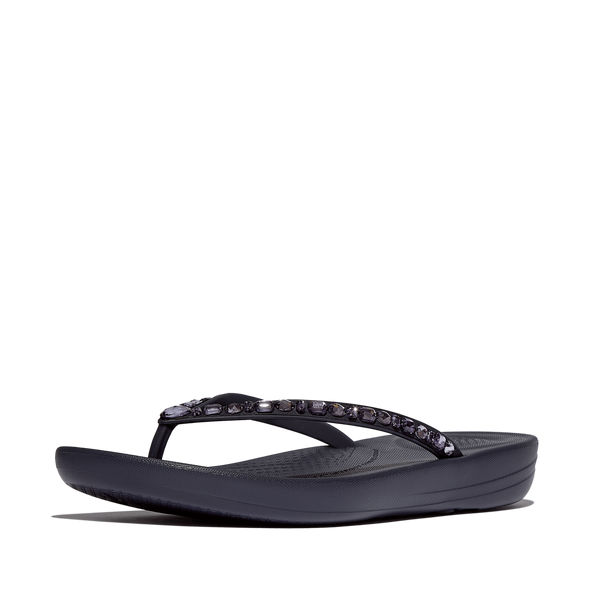 FitFlop Iqushion Multi-Crystal Ergonomic Flip-Flops - Midnight Navy Sandals