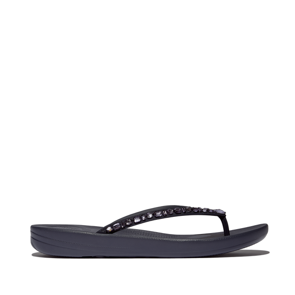 FitFlop Iqushion Multi-Crystal Ergonomic Flip-Flops - Midnight Navy Sandals