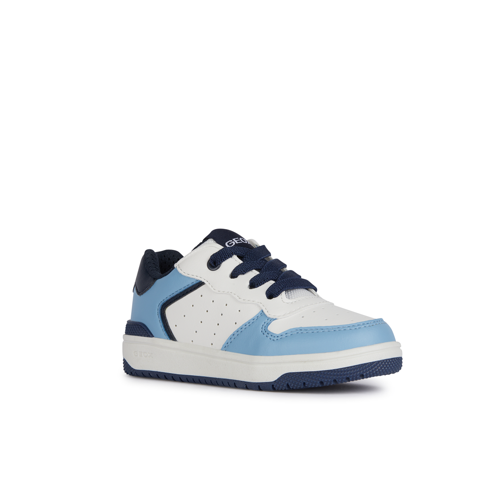 Geox J Washiba Boy J45LQB C1ZA4 White/Lt Jeans Trainers