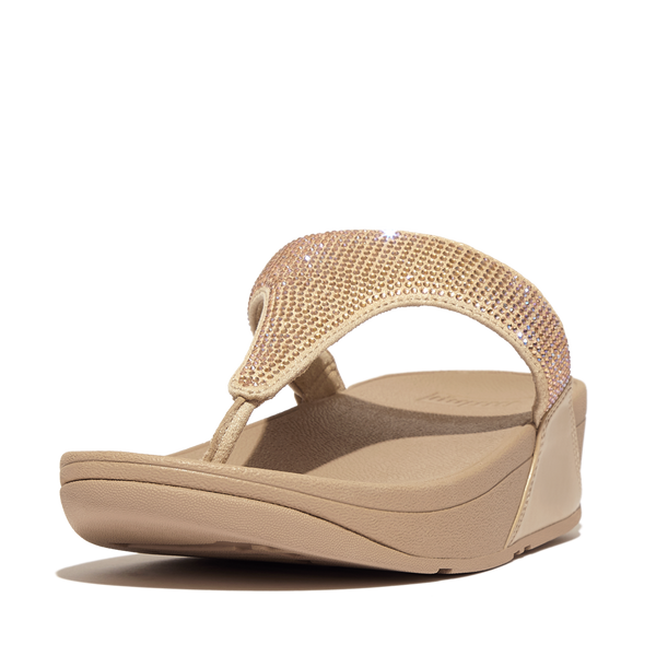 FitFlop Lulu Crystal Embellished Toe-Post  - Latte Beige Sandals
