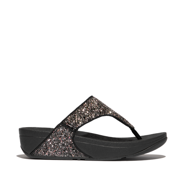 FitFlop Lulu Multi-Tonal Glitter Toe-Post  - Black Multi Sandals