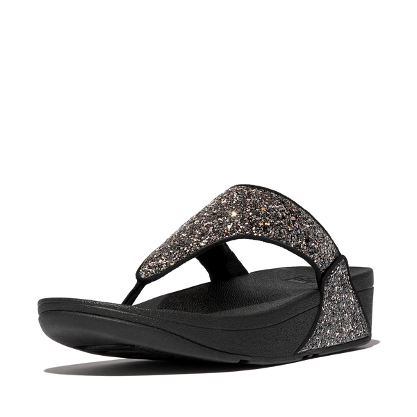 FitFlop Lulu Multi-Tonal Glitter Toe-Post  - Black Multi Sandals