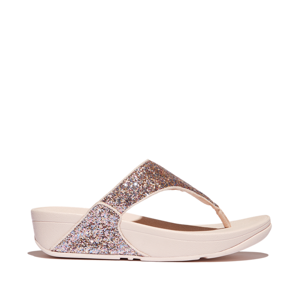 FitFlop Lulu Multi-Tonal Glitter Toe-Post  - Nude Rose Mix Sandals