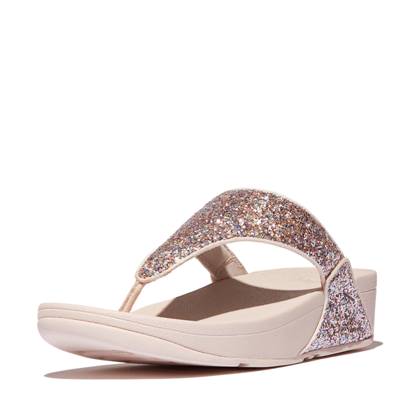 FitFlop Lulu Multi-Tonal Glitter Toe-Post  - Nude Rose Mix Sandals