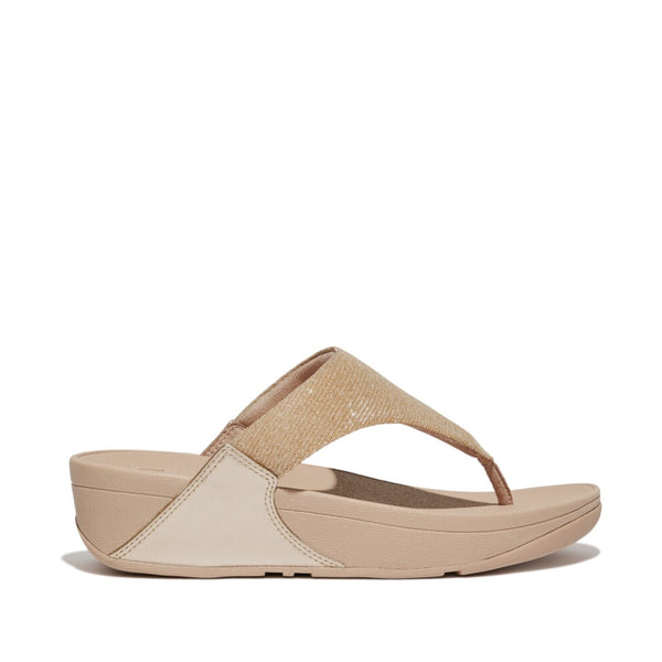 FitFlop Lulu Shimmerlux Toe-Post Sandals - Latte Beige Sandals