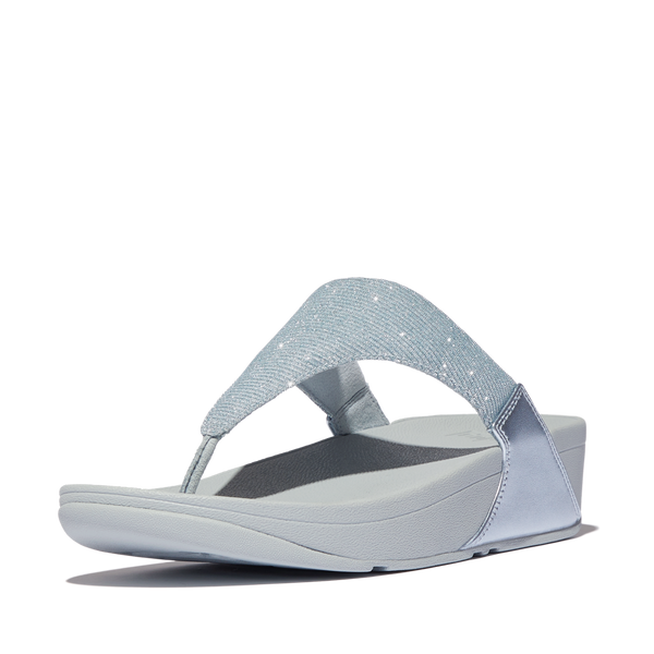 FitFlop Lulu Shimmerlux Toe-Post  - Quiet Blue Sandals