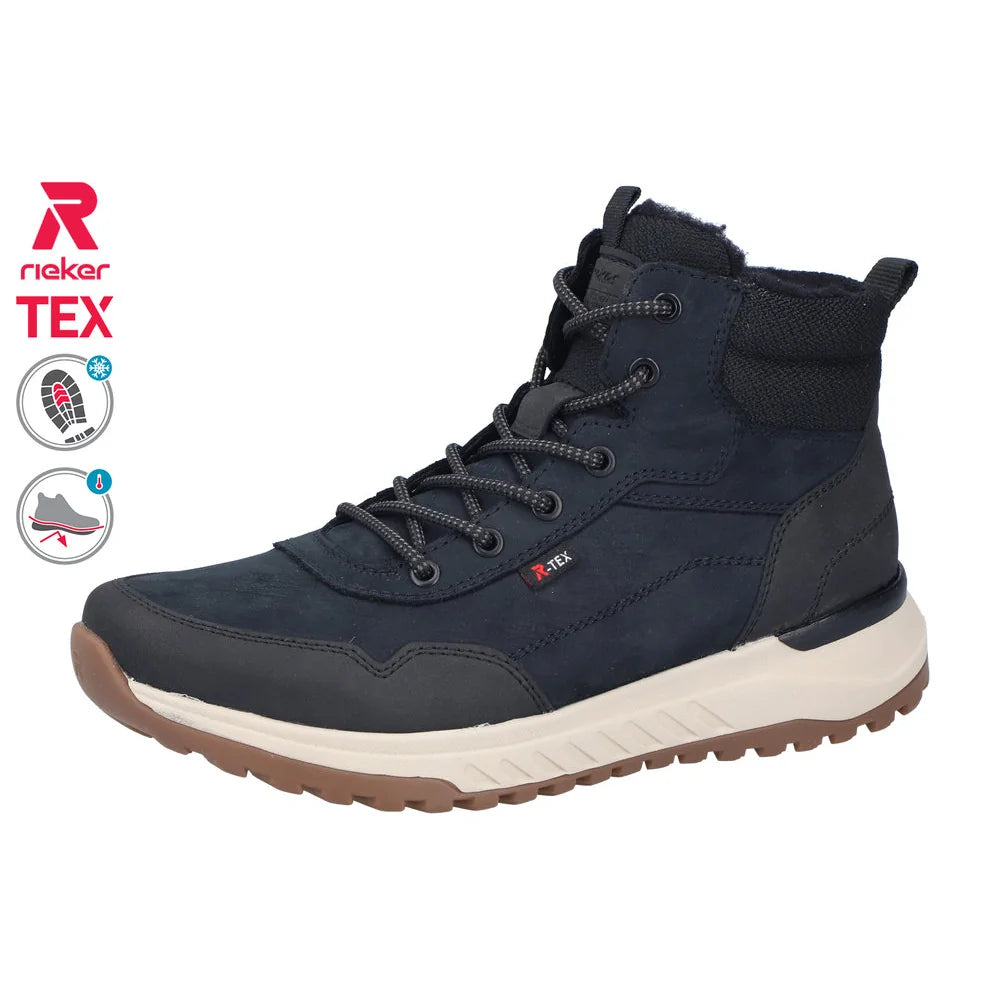 Rieker U0110 Boot - Black/Pacific Blue