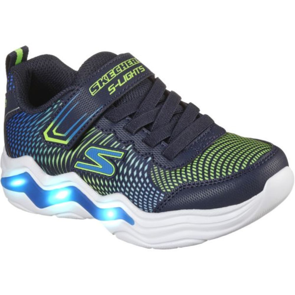 Skechers S Lights-Erupters Iv - Navy Lime Trainers
