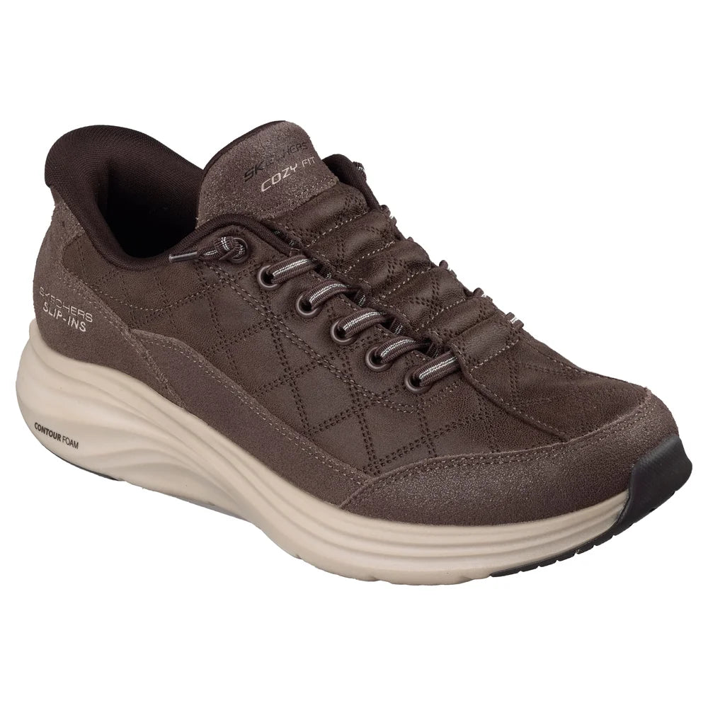Skechers Slip-Ins Contour Foam - Cozy Fit Natural Ease Trainer - Chocolate Brown