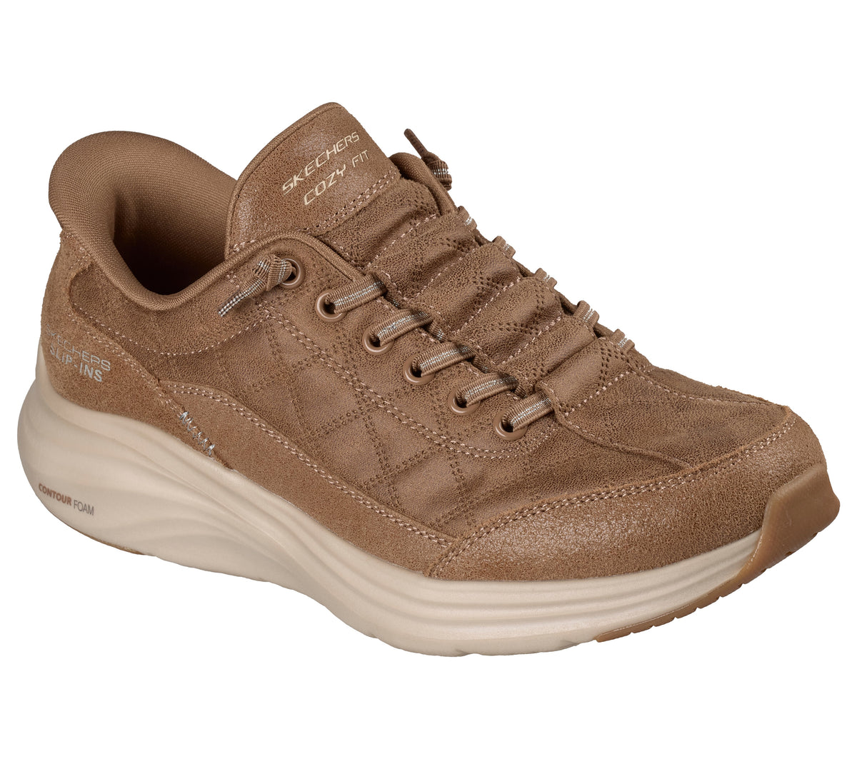 Skechers Slip-Ins Contour Foam - Cozy Fit Natural Ease Trainer - Chestnut