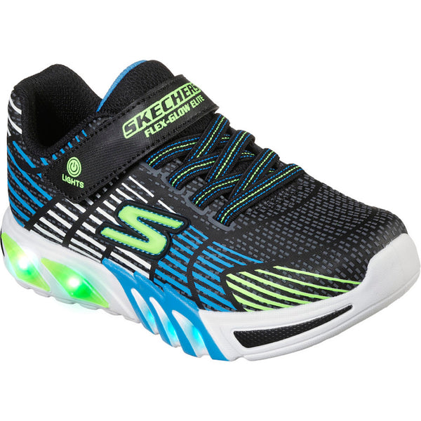 Skechers Flex-Glow Elite - Black Blue Lime Trainers