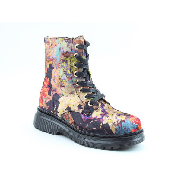 Heavenly Feet Lotte - Velour Black Multi Boots